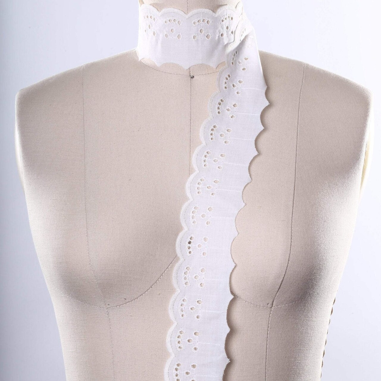 1 Yard Eyelet Ivory Cotton Lace Trim with Embroidered Scalloped Edge for Clothing Home and Crafts 2 Inch Wide